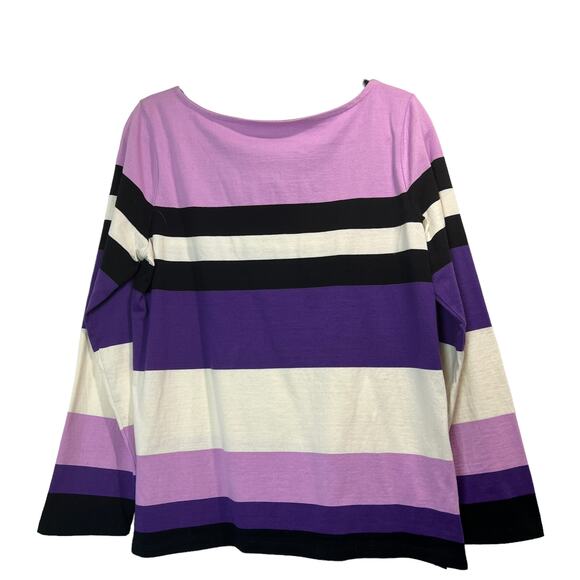 TALBOTS  Wide Stripe Boat Neck Top  M CottageCore Preppy Twee Office Casual - Picture 3 of 6